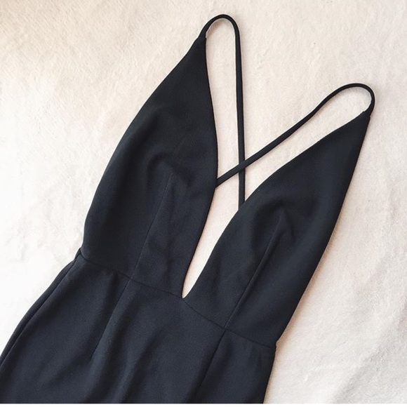 Solace London Black Deep V Dress - Picture 1 of 12